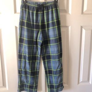 6/$20 Steve blue & green plaid fleece pajama bottoms size 12